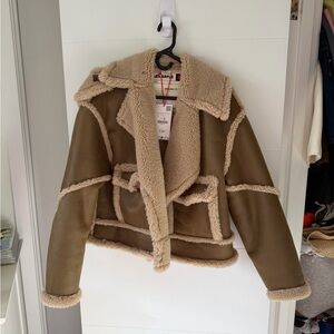 Zara Beige Shearling Jacket